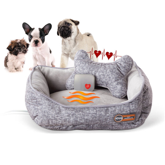 K&H Mother's Heartbeat Heated Puppy Pet Bed with Bone Pillow (Small Breed - 11