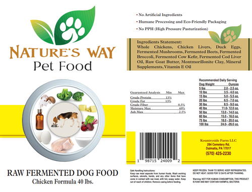 Natures Way Raw Fermented Dog Food , Chicken