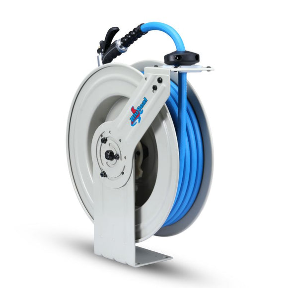 BluBird Industries BluSeal Rubber Water Hose Reel (Single Arm - Heavy Duty) with 6' Lead-in-Hose - All In One