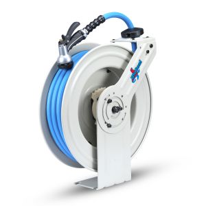 BluBird Industries BluSeal Rubber Water Hose Reel (Single Arm - Heavy Duty) with 6' Lead-in-Hose - All In One