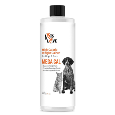 Lots of Love Mega Cal – High Calorie Dog Weight Gainer Supplement, Supports Healthy Weight Gain & Weight Management in Dog Food (Thomas Labs Earlier) 16 fl oz for Dogs and Cats