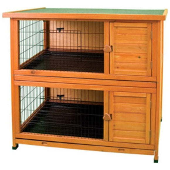 PREMIUM DOUBLE DECKER RABBIT HUTCH (46X24X41 INCH, NATURAL)